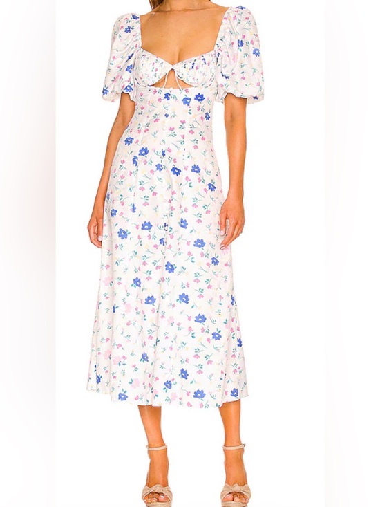 For Love And Lemons Dresses & Skirts - Revolve For Love & Lemons Lexy Cut Out Maxi Dress White Floral SZ M UGC